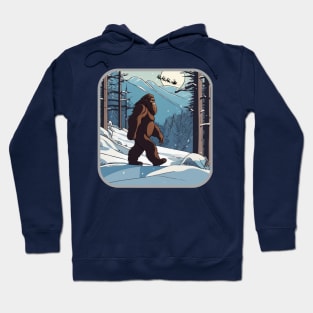 Bigfoot in the Snow on Christmas Eve Hoodie